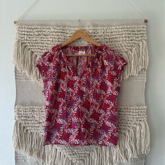 XiRENA Winslet Floral Cotton Tieneck Top - Picture 1 of 6